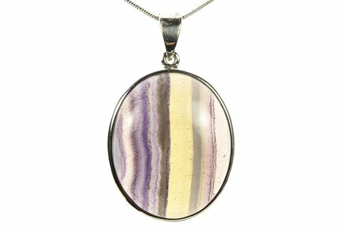 Banded Fluorite Pendant (Necklace) - Sterling Silver #279641
